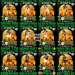 19 Halloween Zombies Save Dogs Designs Bundle PNG