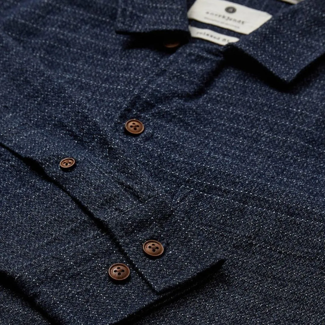 Akkurt Denim Jacquard Overshirt (Medium Blue Denim)