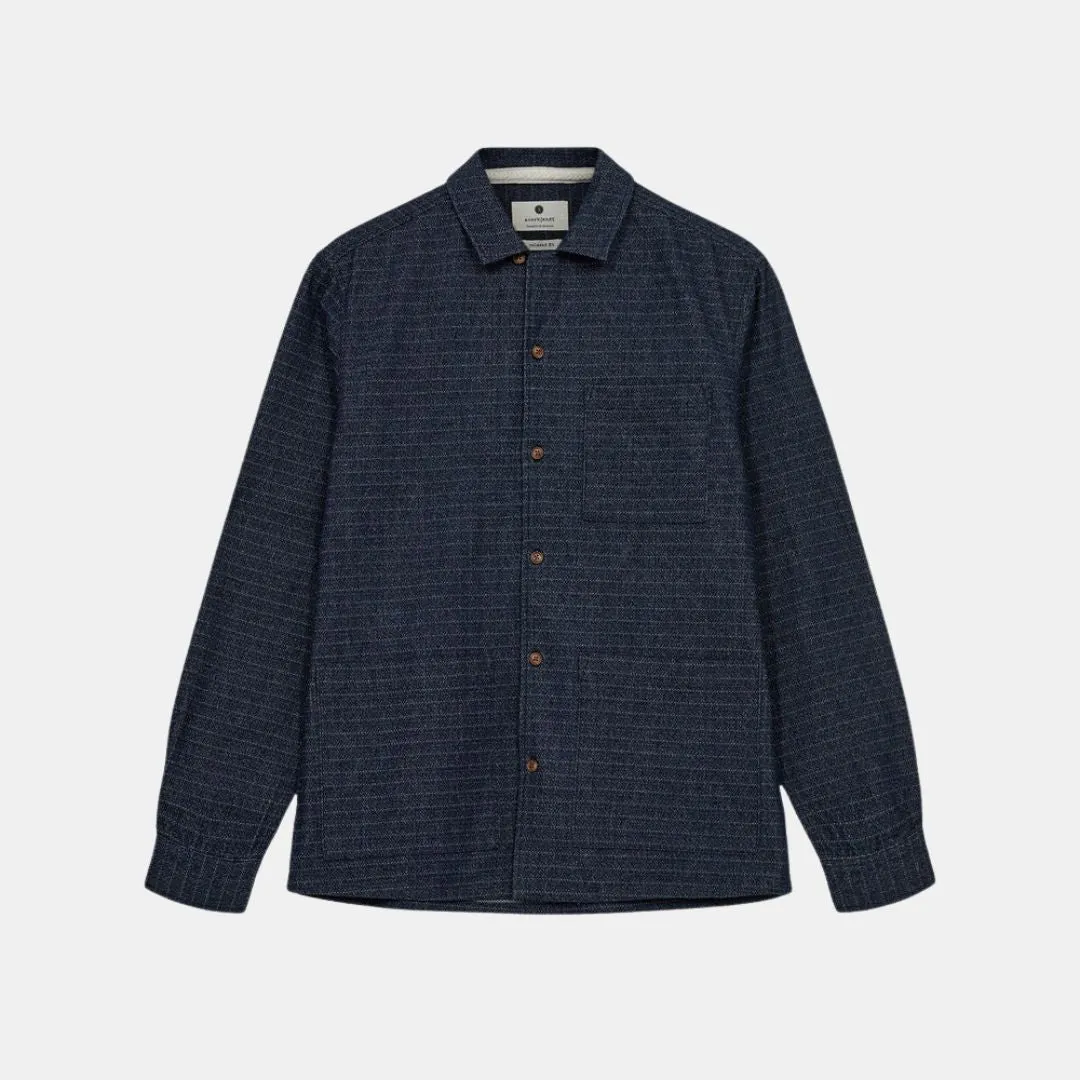 Akkurt Denim Jacquard Overshirt (Medium Blue Denim)
