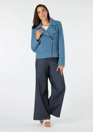 Anni Textured Denim Biker Jacker - size 12