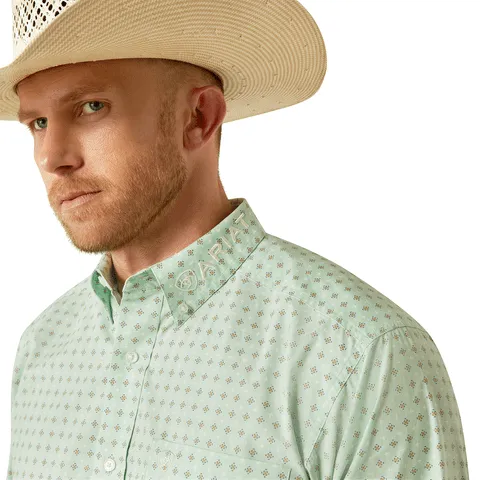 Ariat Men's Light Green & White Team Pierson Classic Fit Long Sleeve Shirt