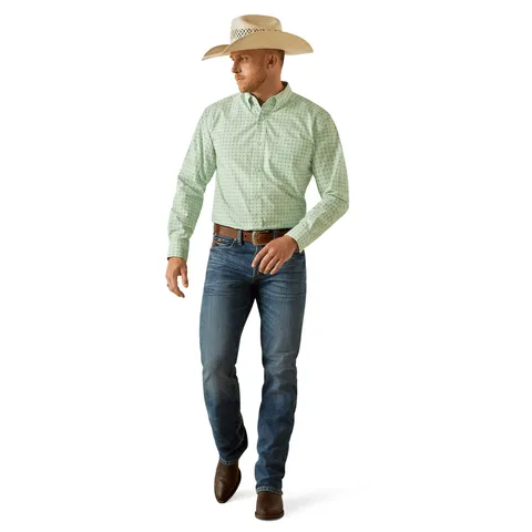 Ariat Men's Light Green & White Team Pierson Classic Fit Long Sleeve Shirt