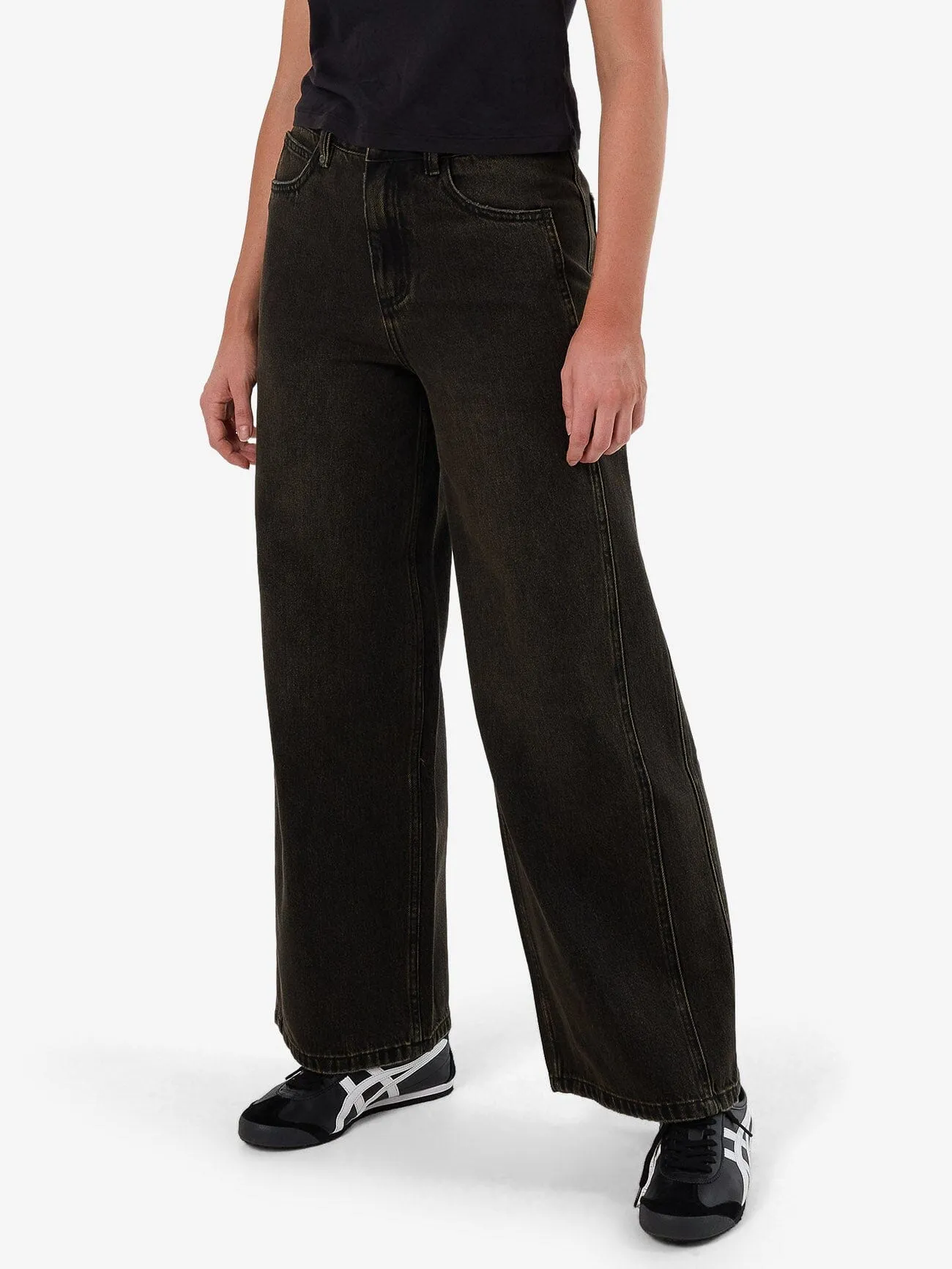 Ashton High Rise Wide Jean Tall fit - Dirty Olive Black