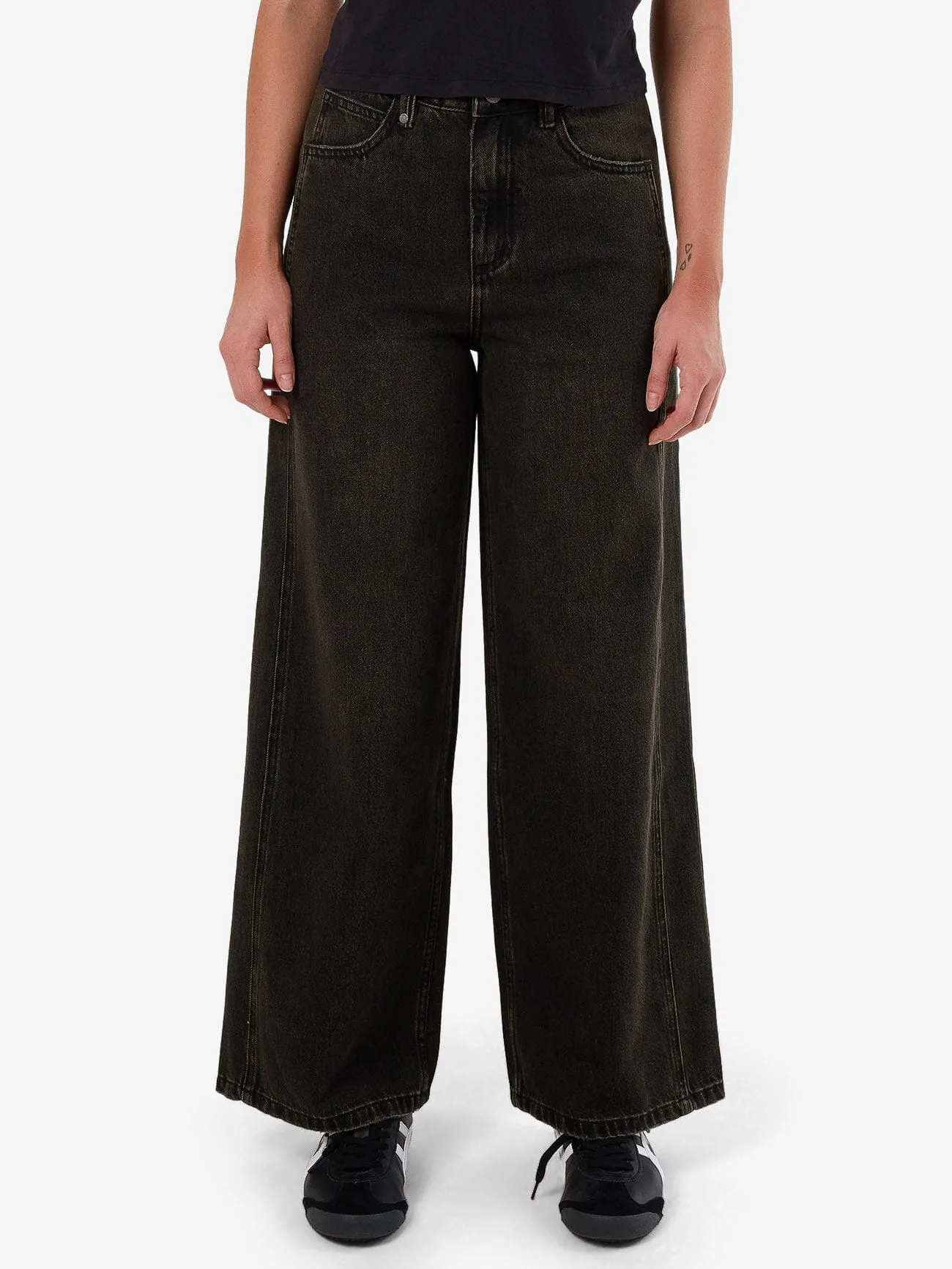 Ashton High Rise Wide Jean Tall fit - Dirty Olive Black