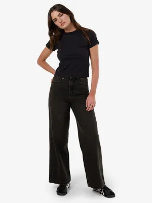 Ashton High Rise Wide Jean Tall fit - Dirty Olive Black