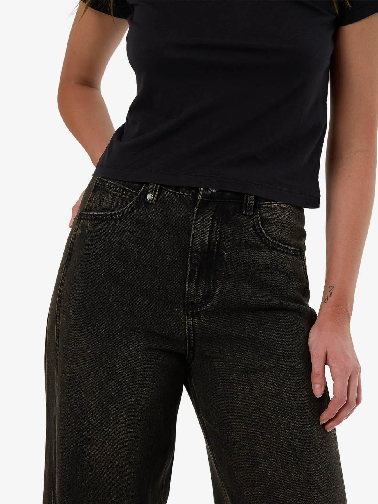 Ashton High Rise Wide Jean Tall fit - Dirty Olive Black