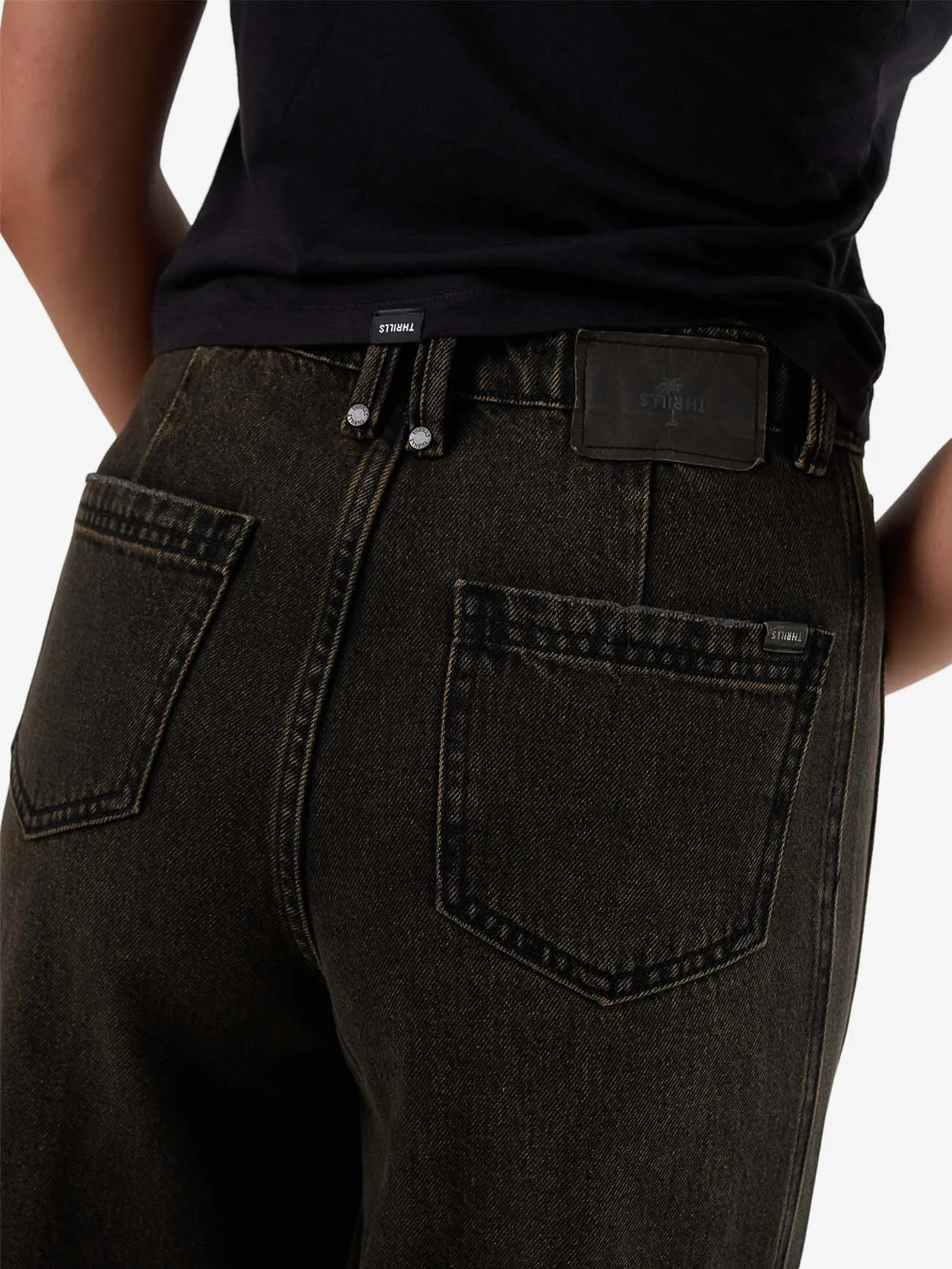 Ashton High Rise Wide Jean Tall fit - Dirty Olive Black