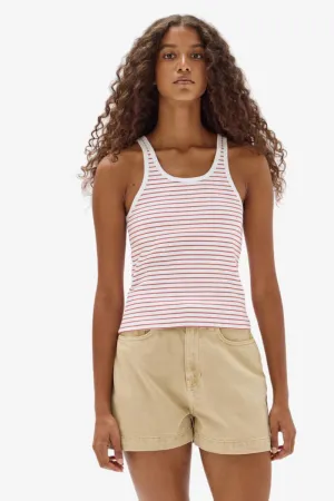 Assembly Label - Stripe Rib Tank - Papaya/White