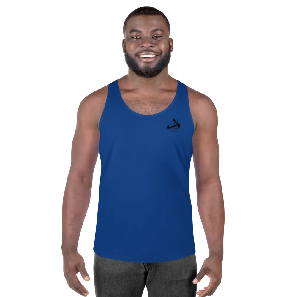 Athletic Apparatus Blue 2 Black logo Unisex Tank Top