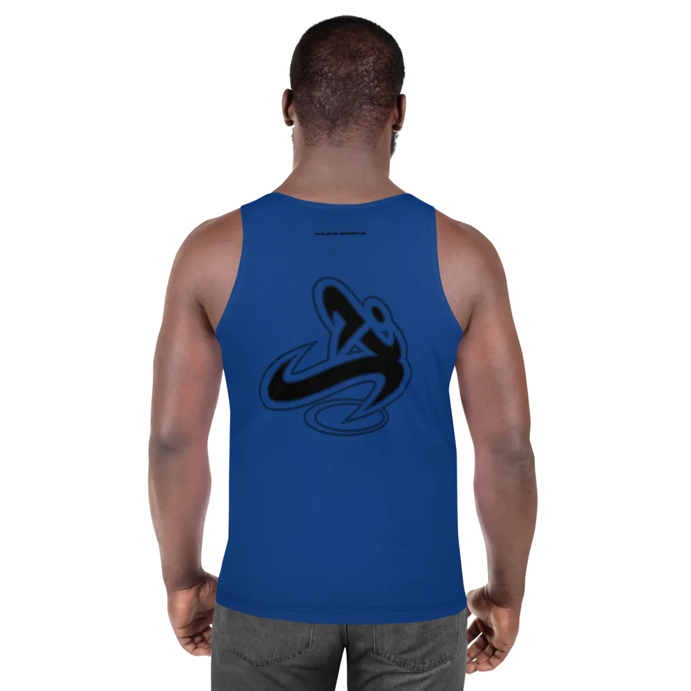 Athletic Apparatus Blue 2 Black logo Unisex Tank Top