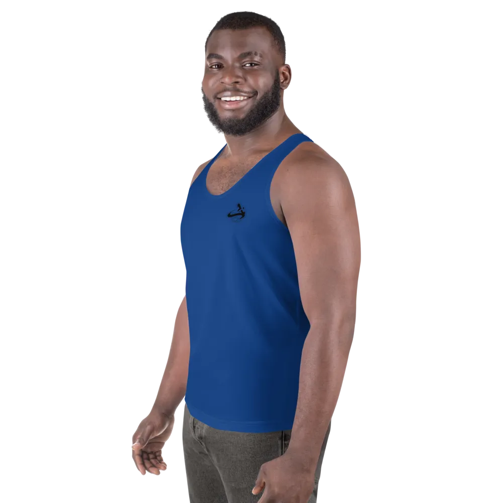 Athletic Apparatus Blue 2 Black logo Unisex Tank Top
