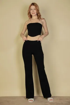 Black Corset Flare Pants Set