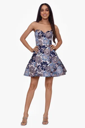 Blondie Nites Brocade A-Line Homecoming Dress 3184BN