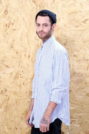 Blue and White 70s Striped Shirt