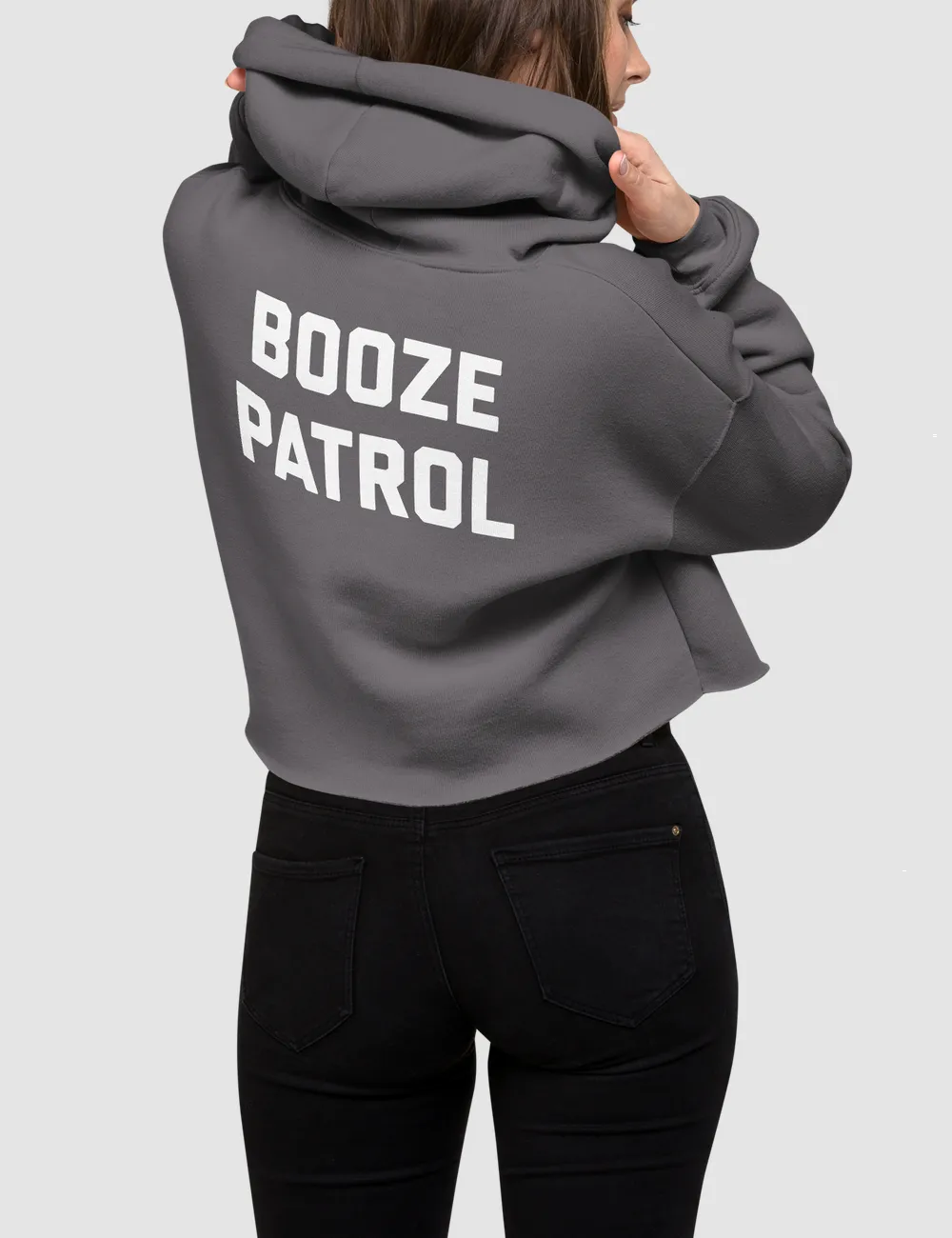 Booze Patrol | Back Print Crop Hoodie