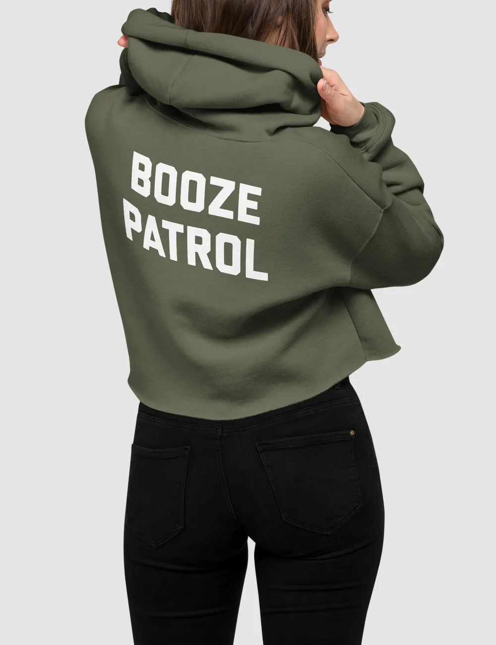 Booze Patrol | Back Print Crop Hoodie