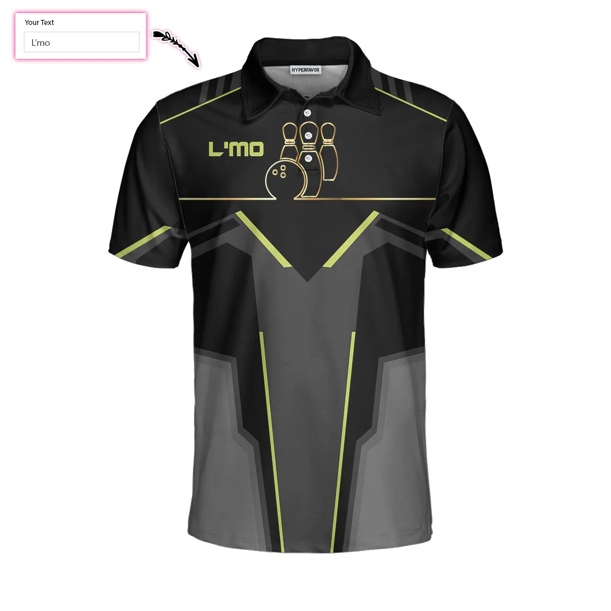 Bowling Custom Men Polo Shirt - Slow Roll Black and Golden Pattern Bowling Polo Shirt - Perfect Gift For Friend, Family, Bowling Lovers