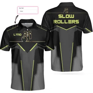 Bowling Custom Men Polo Shirt - Slow Roll Black and Golden Pattern Bowling Polo Shirt - Perfect Gift For Friend, Family, Bowling Lovers