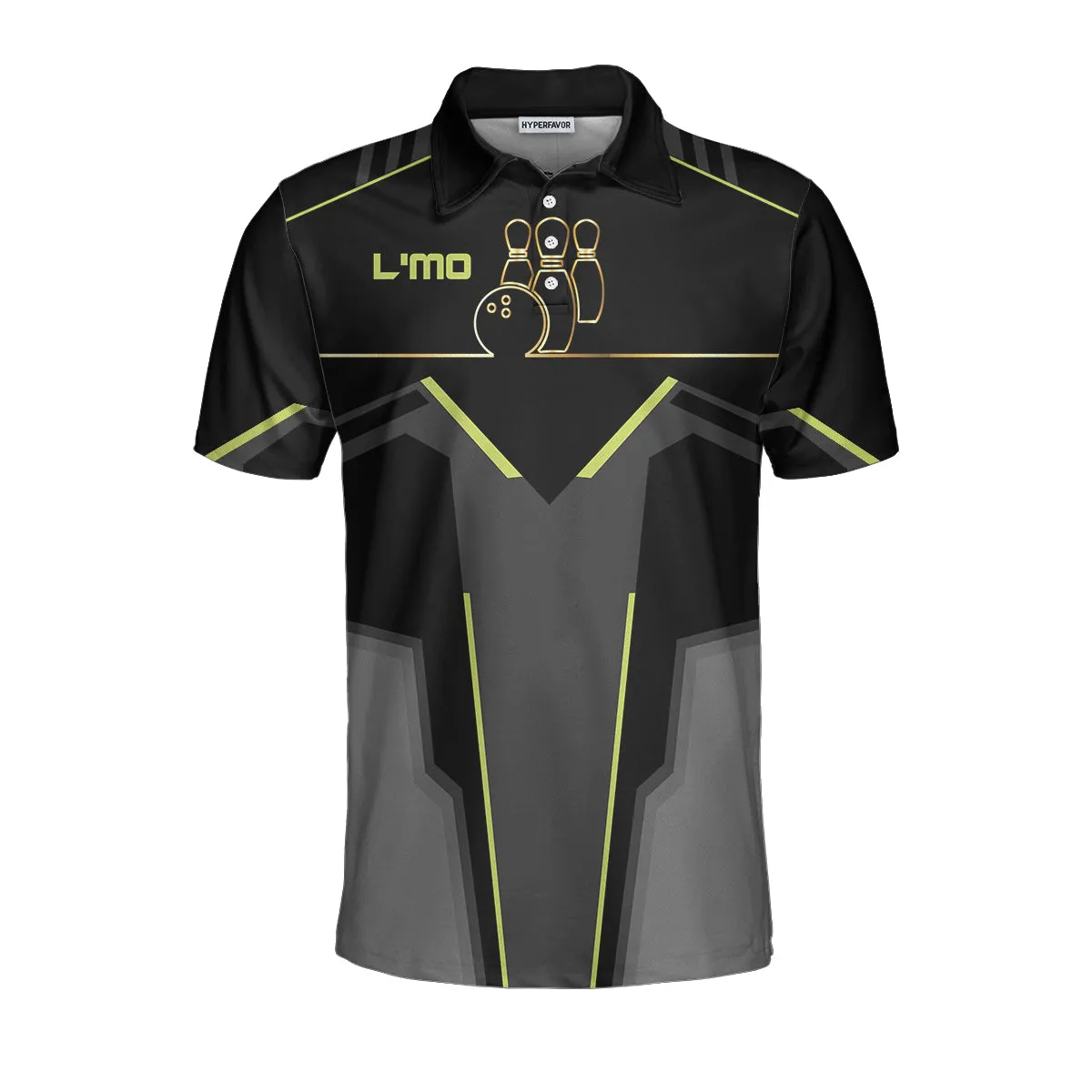 Bowling Custom Men Polo Shirt - Slow Roll Black and Golden Pattern Bowling Polo Shirt - Perfect Gift For Friend, Family, Bowling Lovers
