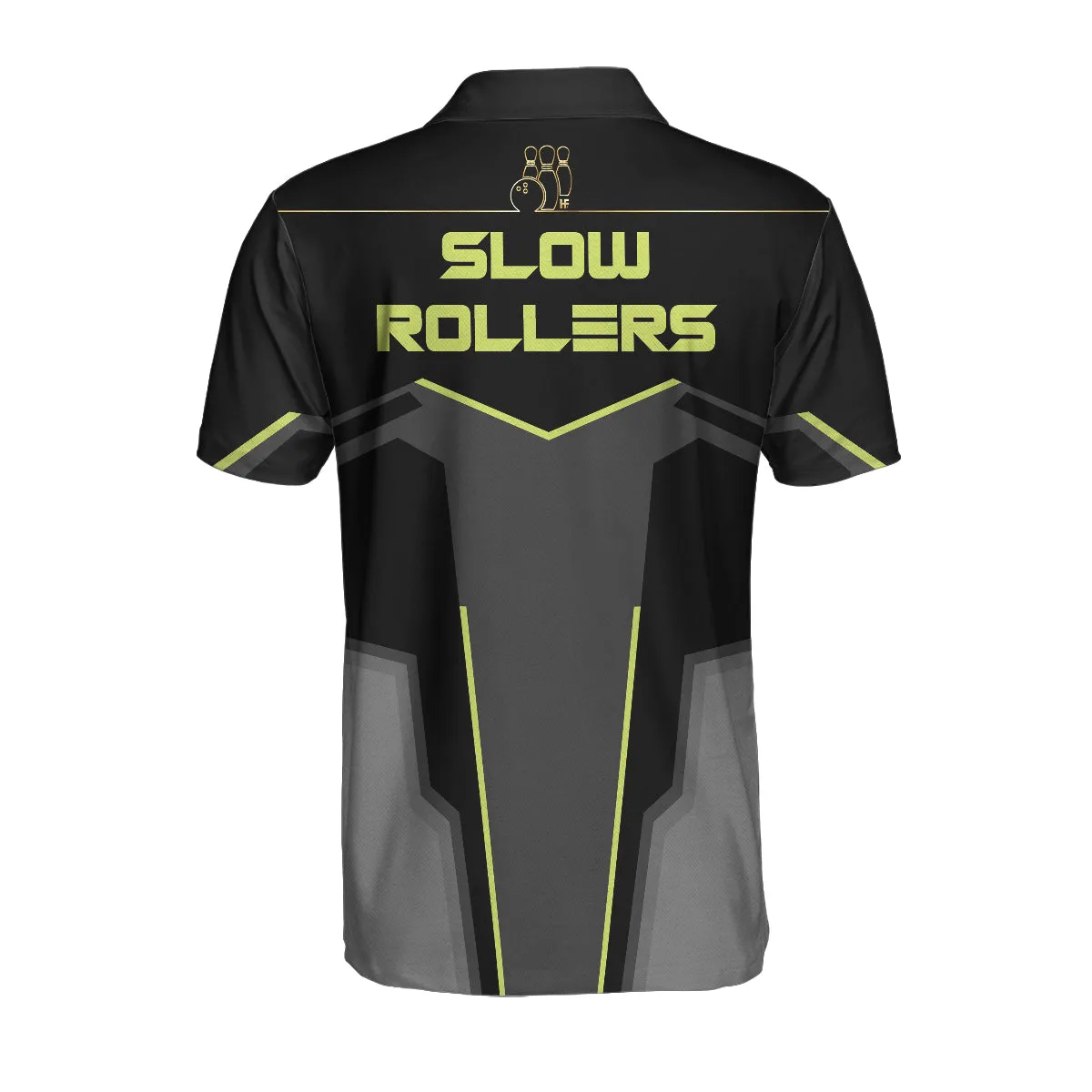 Bowling Custom Men Polo Shirt - Slow Roll Black and Golden Pattern Bowling Polo Shirt - Perfect Gift For Friend, Family, Bowling Lovers