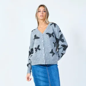 Butterfly pattern cardigan wholesale