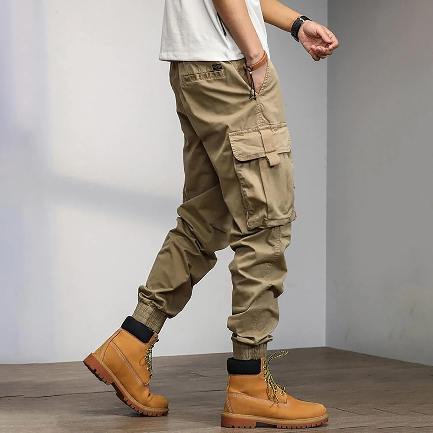 Cargo Pants for Men Relaxed Fit Sweatpants with Pockets Drawstring Athletic Pants Joggers Running Sports Sweatpants