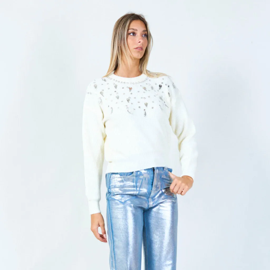 Celestial embellished sweater wholesale