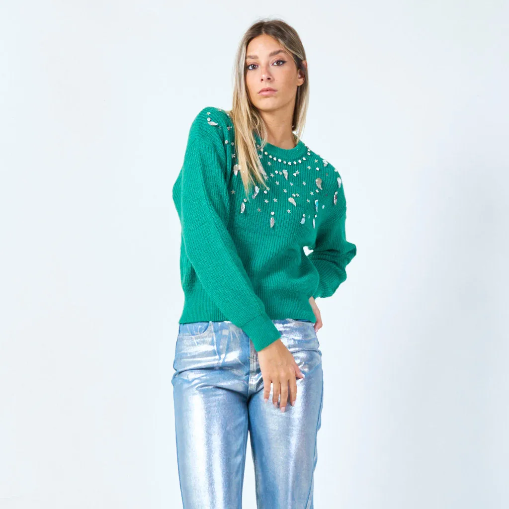 Celestial embellished sweater wholesale