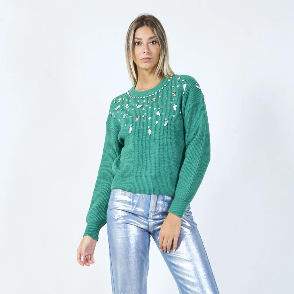 Celestial embellished sweater wholesale