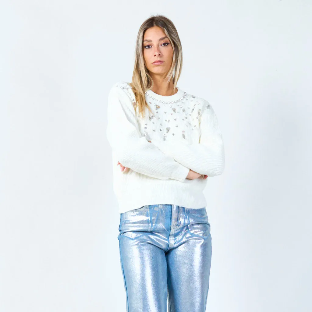 Celestial embellished sweater wholesale