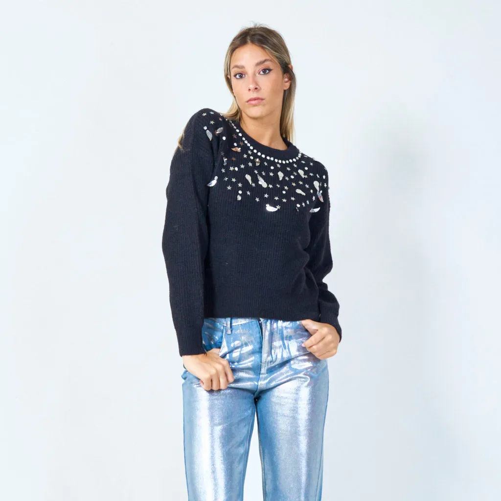 Celestial embellished sweater wholesale