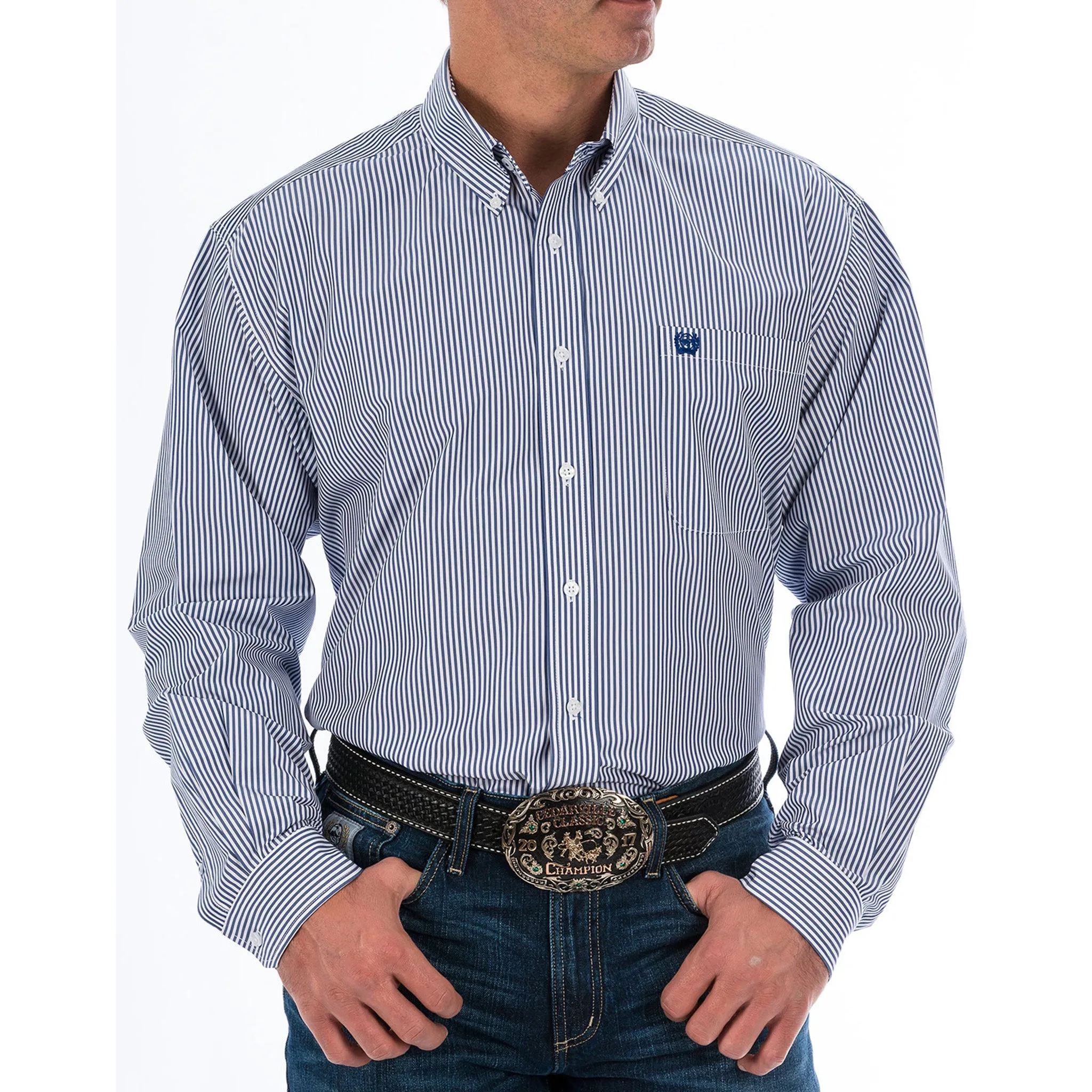 Cinch Men's Royal & White Stripe Shirt