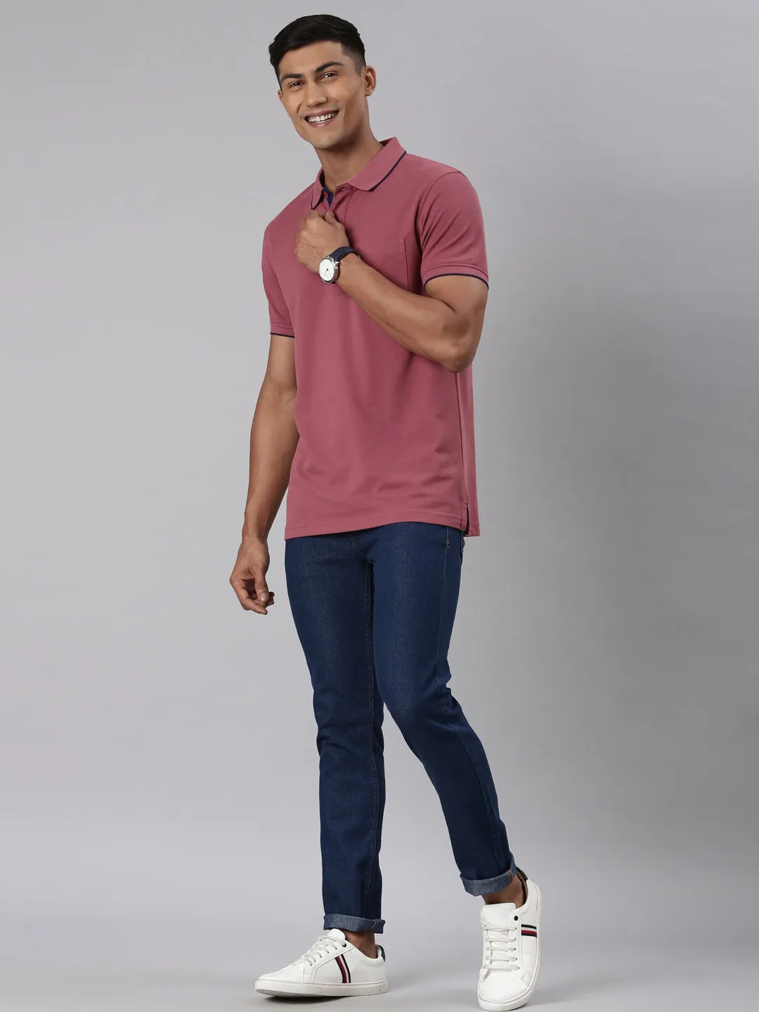 Classic Polo Men's Polo Neck Half Sleeve Slim Fit Cotton T Shirt | TOY-NOVA-MAUVEWOOD SF P