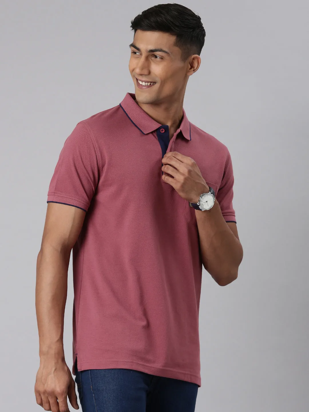 Classic Polo Men's Polo Neck Half Sleeve Slim Fit Cotton T Shirt | TOY-NOVA-MAUVEWOOD SF P