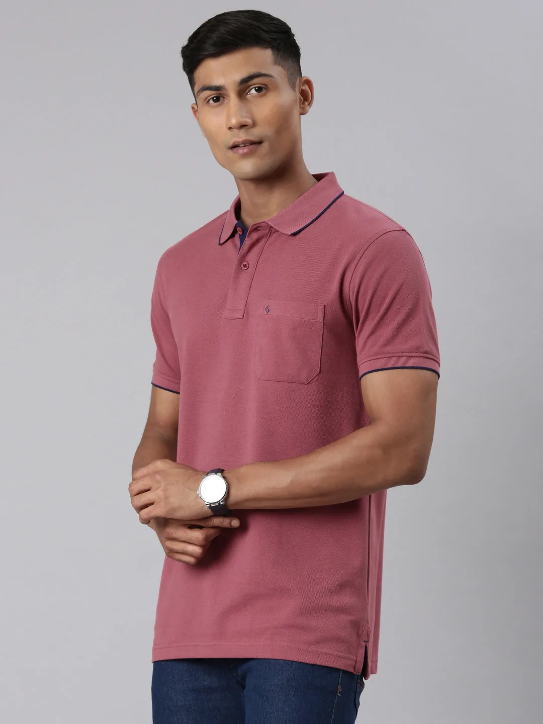 Classic Polo Men's Polo Neck Half Sleeve Slim Fit Cotton T Shirt | TOY-NOVA-MAUVEWOOD SF P