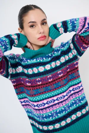 Colorful fair isle turtleneck sweater wholesale
