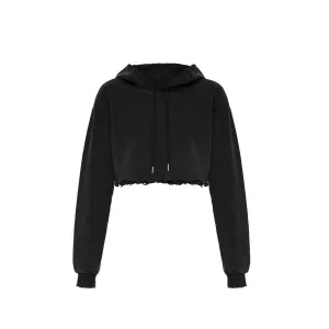 CROPPED DISTRESSED GALLERY HOODIE