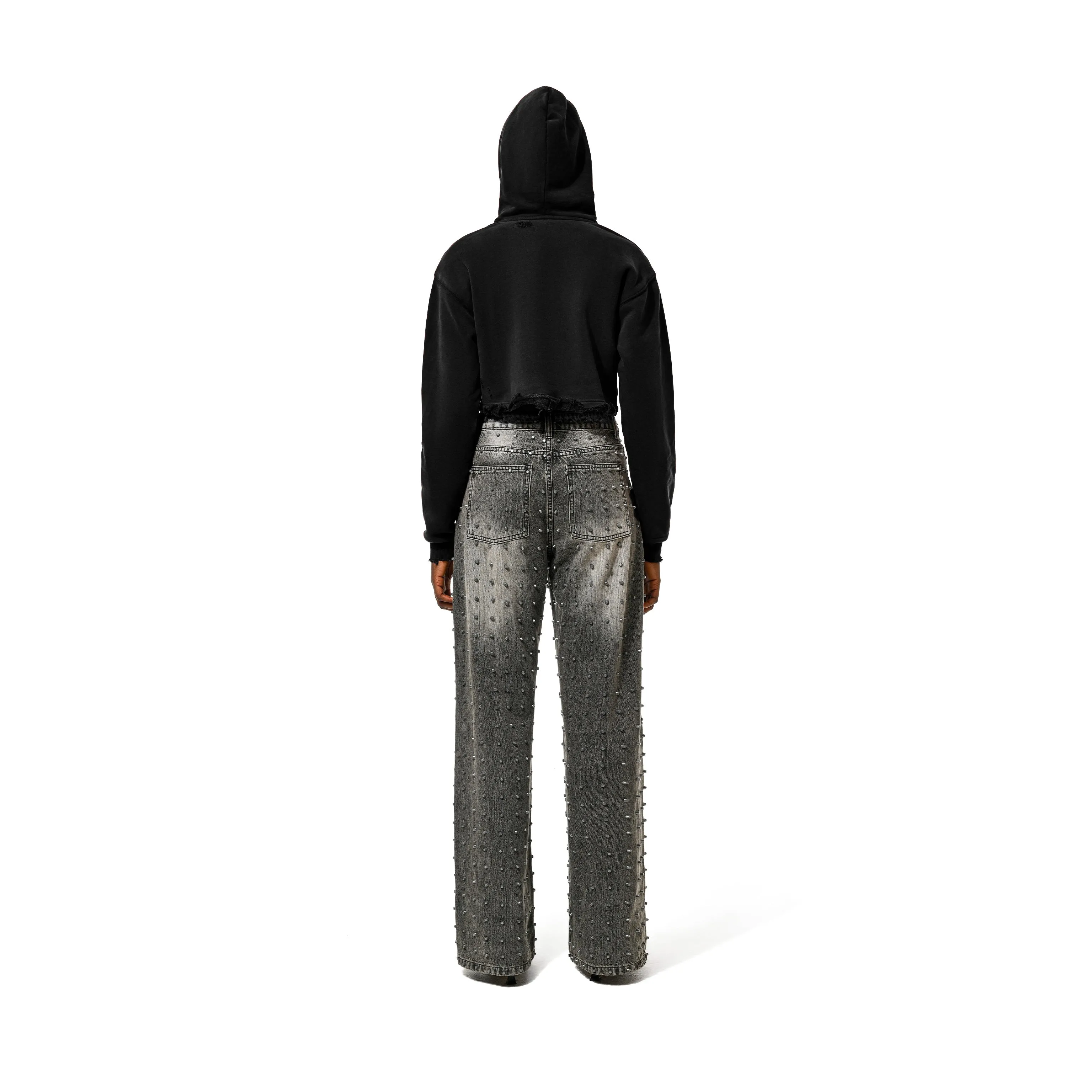 CROPPED DISTRESSED GALLERY HOODIE