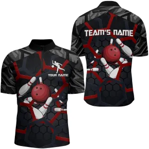 Custom Bowling Quarter-Zip Shirt For Men Camo Bowling Jersey 1/4 Zip Bowling Team League Shirts