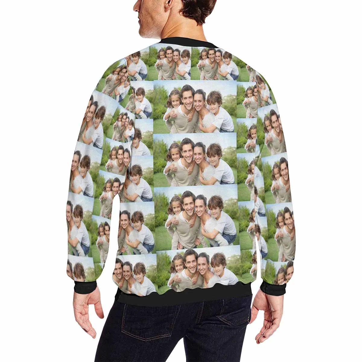 Custom Photo Loose Sweatshirt Personalized Face All Over Print Crewneck Loose Sweatshirt