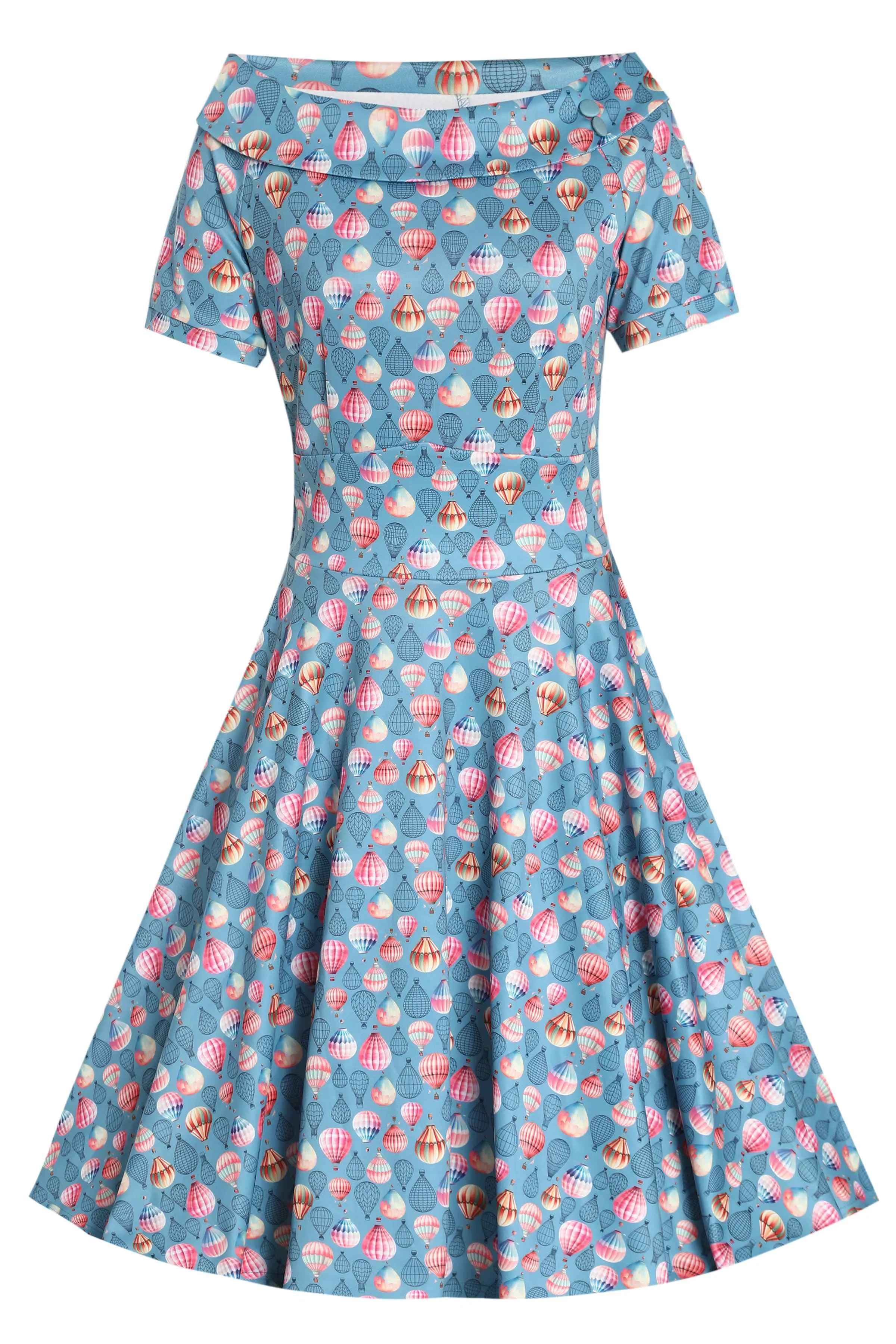 Darlene Hot Air Balloon Blue Swing Dress