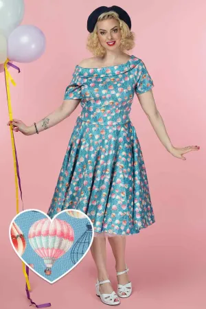Darlene Hot Air Balloon Blue Swing Dress