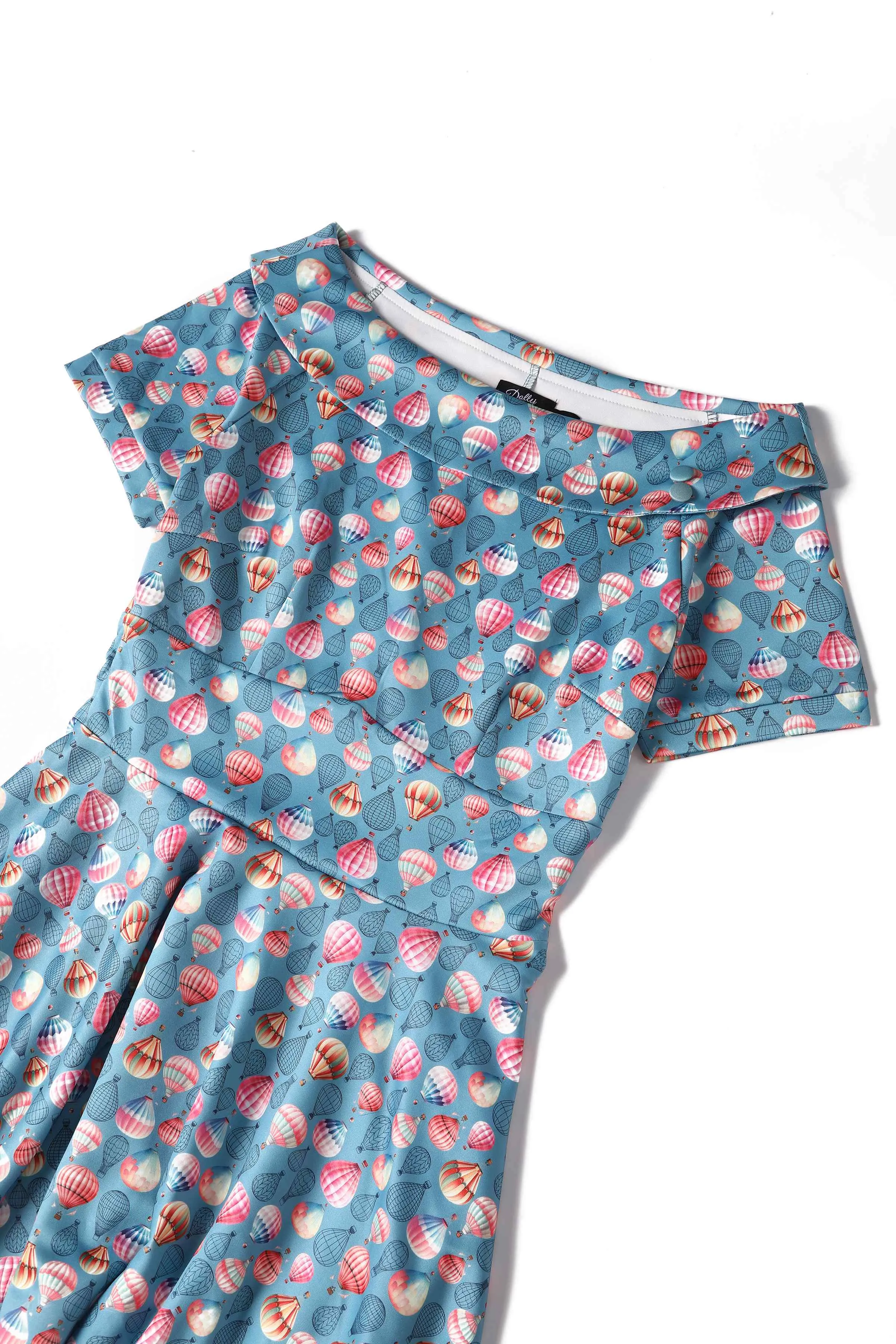 Darlene Hot Air Balloon Blue Swing Dress