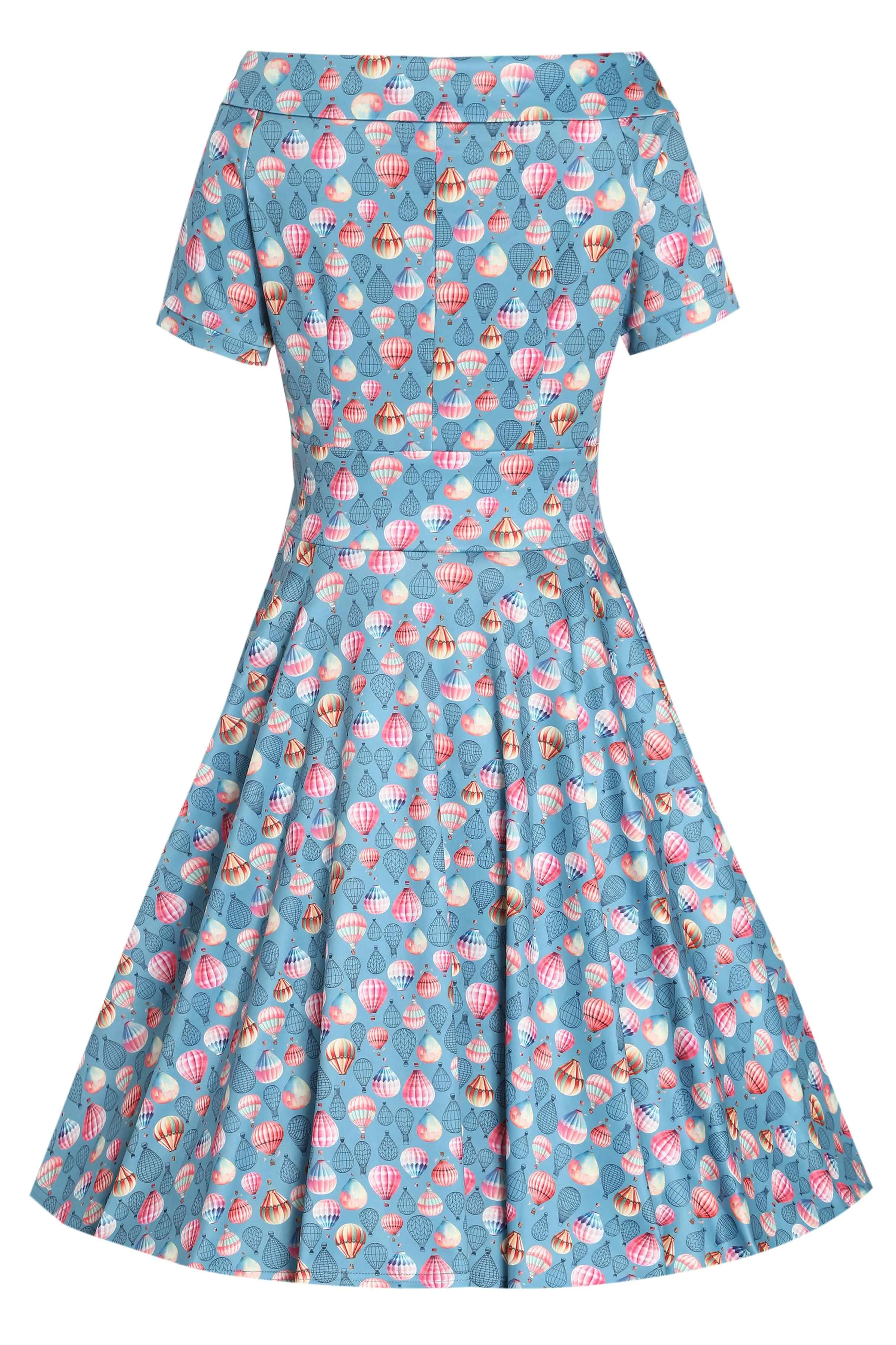Darlene Hot Air Balloon Blue Swing Dress