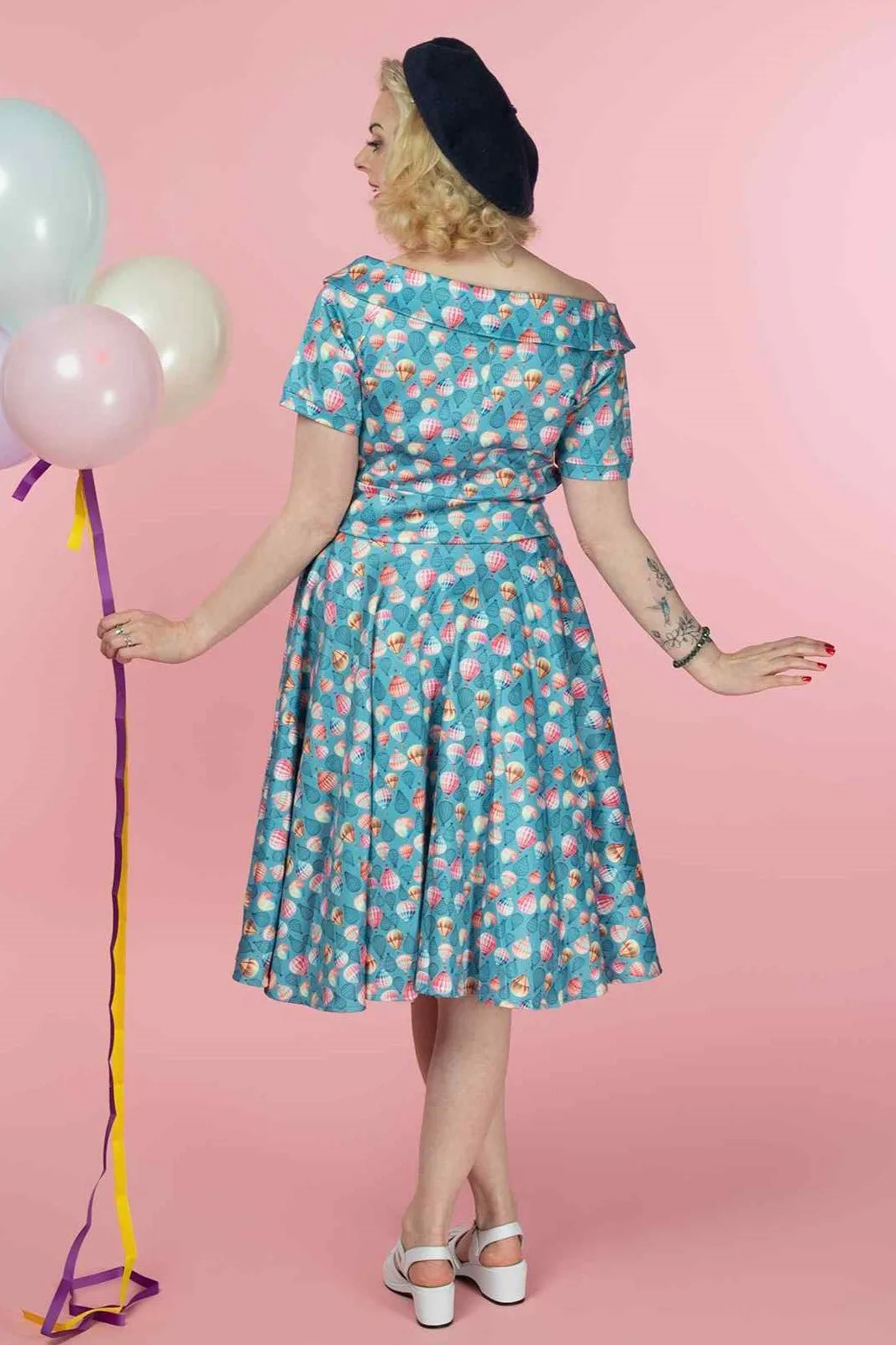 Darlene Hot Air Balloon Blue Swing Dress