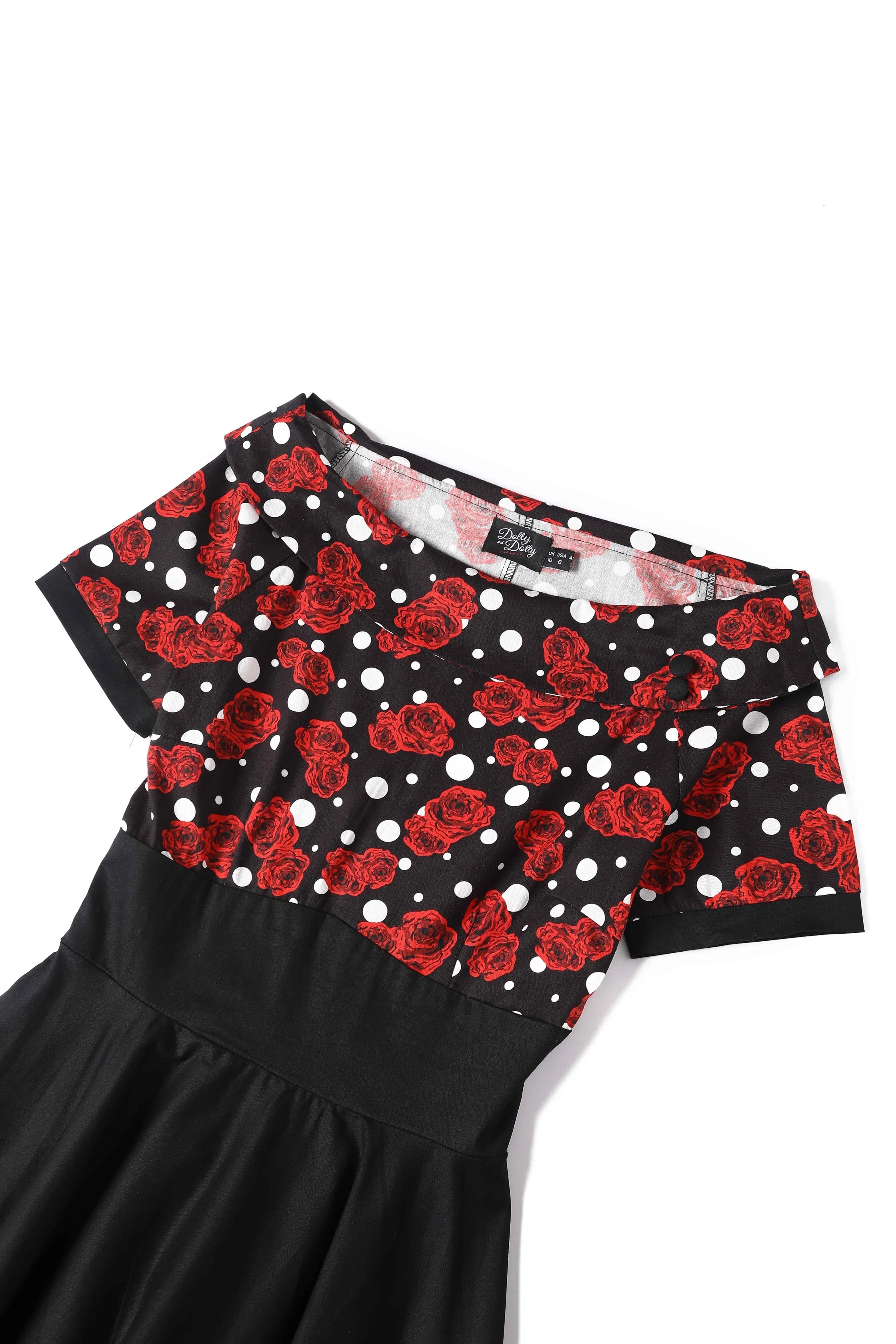 Darlene Rockabilly Rose Polka Dot Swing Dress