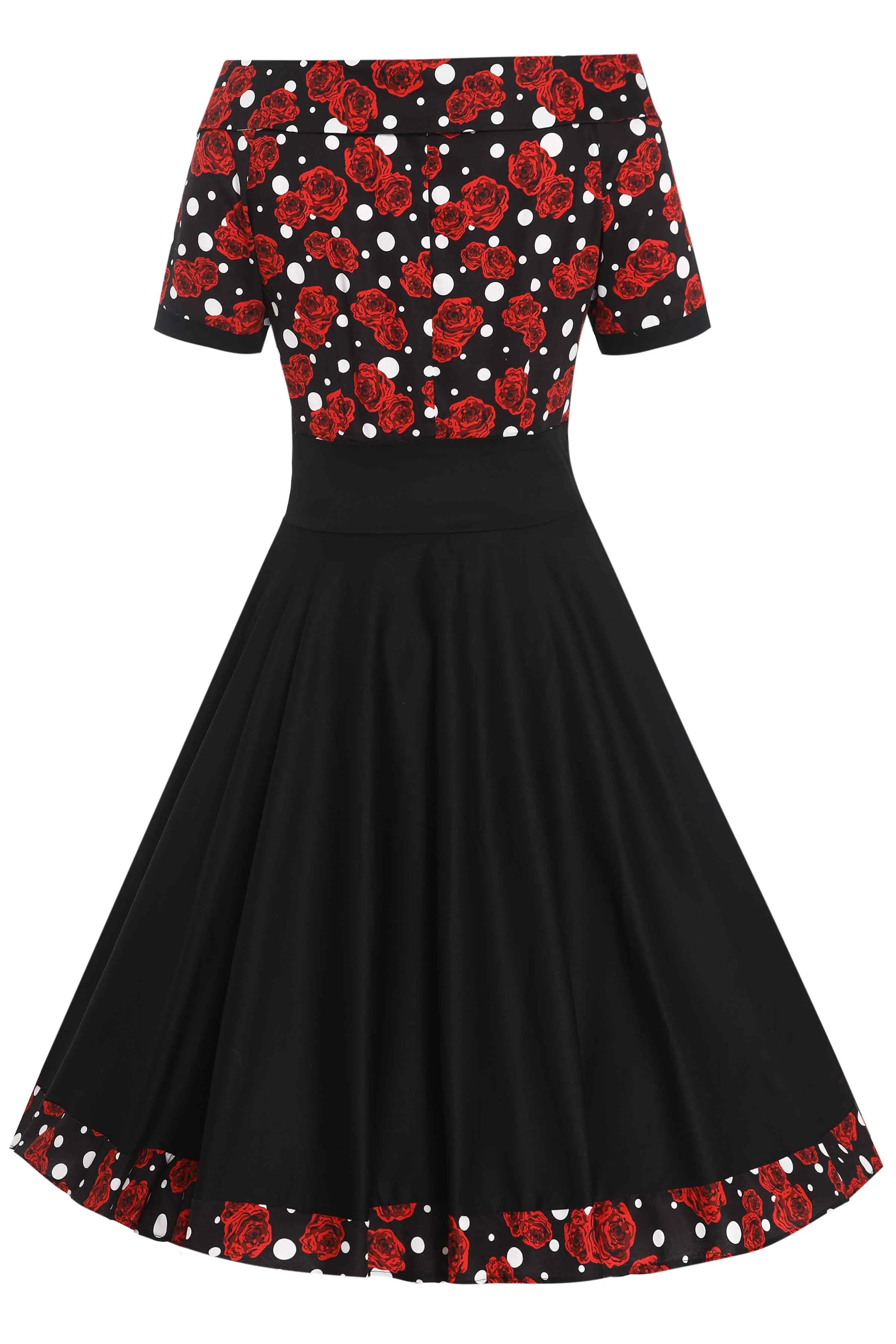 Darlene Rockabilly Rose Polka Dot Swing Dress