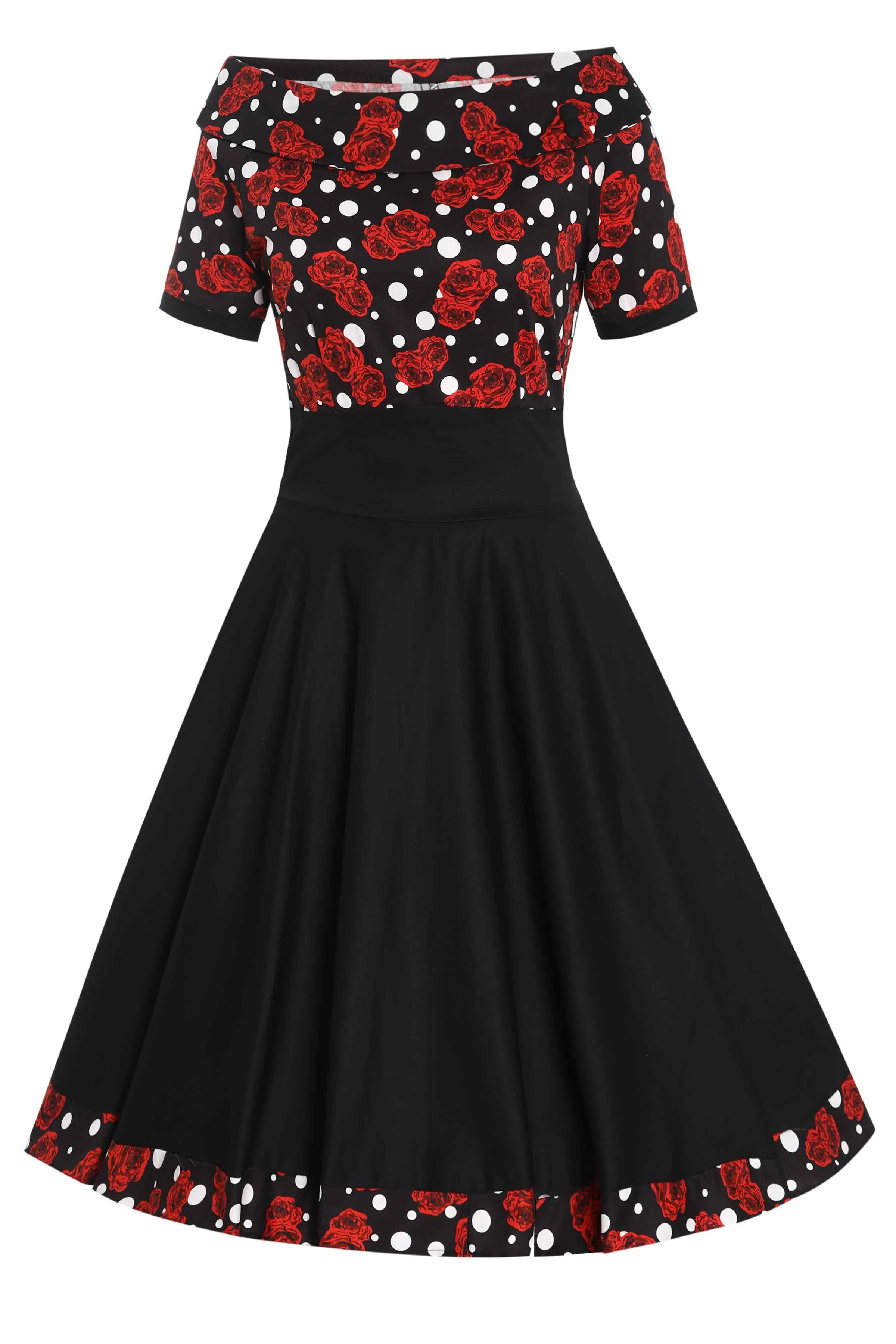 Darlene Rockabilly Rose Polka Dot Swing Dress