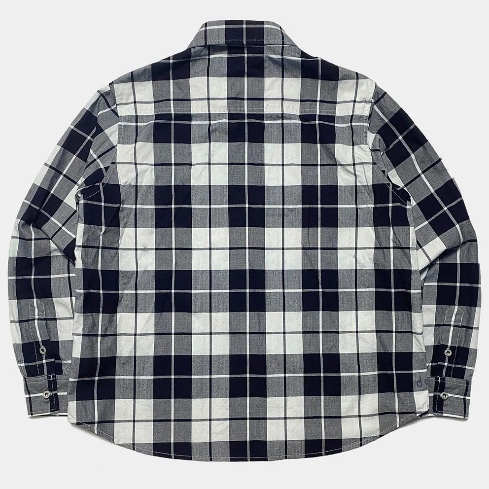 DDL 329 HUNTER-CB REGULAR FIT 2 POCKET 1/2 ZIPPER FRONT INDIGO CHECK DENIM SHIRT-4.5OZ-E1 INDIGO