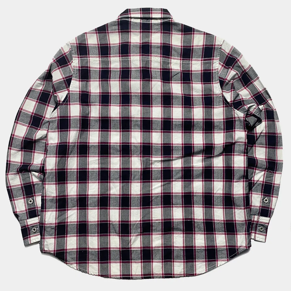 DDL 329 HUNTER-CR REGULAR FIT 2 POCKET 1/2 ZIPPER FRONT INDIGO CHECK DENIM SHIRT-4.5OZ-E1 INDIGO